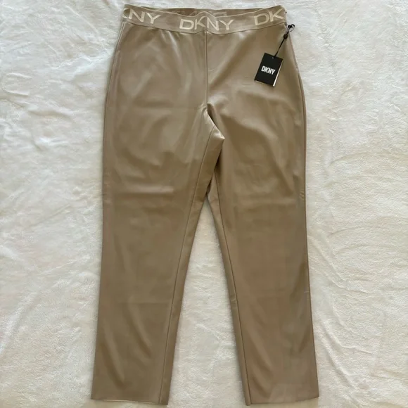 DKNY Faux Leather High Waist Tan Pants--Sz XL - Picture 4 of 16